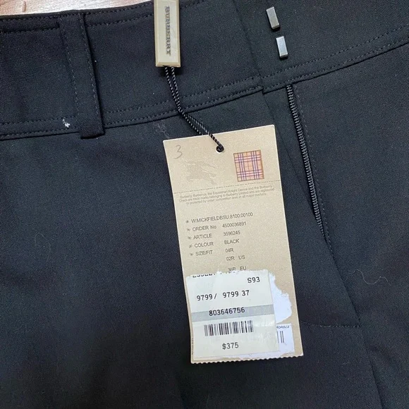 Burberry of London Black Wool Pants Size 2 - Picture 9 of 10